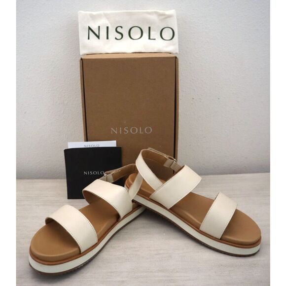 Nisolo Women's Sz 8.5 Bone/Beige Go-To Flatform 2.0 Leather Sandals - Picture 1 of 15